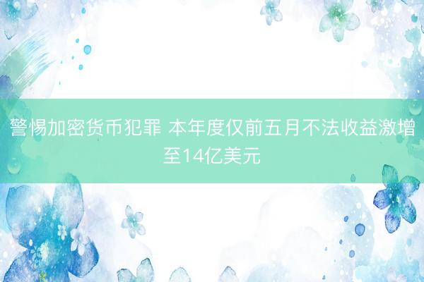 警惕加密货币犯罪 本年度仅前五月不法收益激增至14亿美元