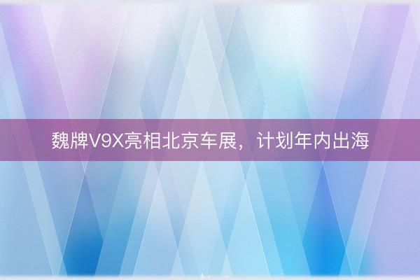 魏牌V9X亮相北京车展，计划年内出海