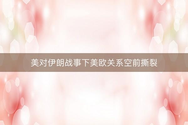 美对伊朗战事下美欧关系空前撕裂