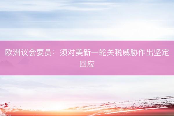 欧洲议会要员：须对美新一轮关税威胁作出坚定回应