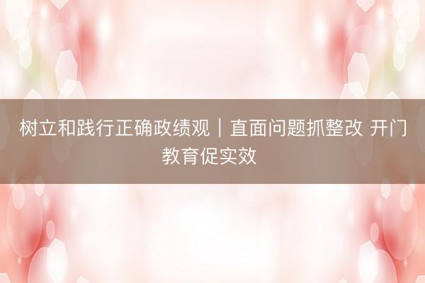 树立和践行正确政绩观｜直面问题抓整改 开门教育促实效 