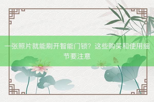 一张照片就能刷开智能门锁？这些购买和使用细节要注意