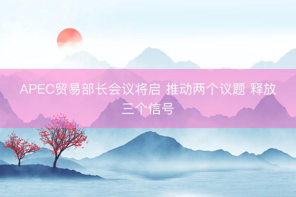 APEC贸易部长会议将启 推动两个议题 释放三个信号