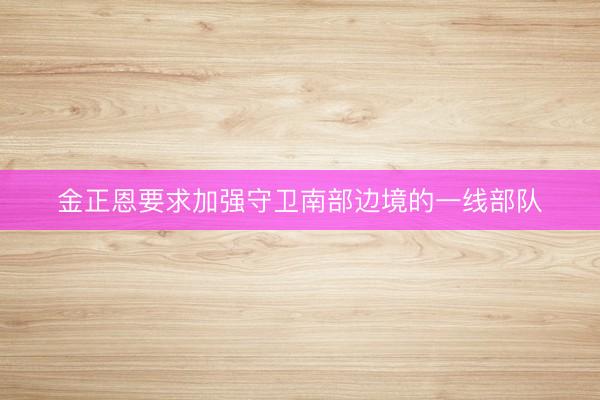 金正恩要求加强守卫南部边境的一线部队