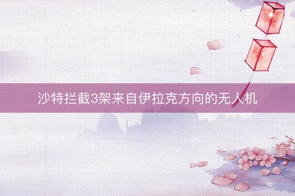 沙特拦截3架来自伊拉克方向的无人机