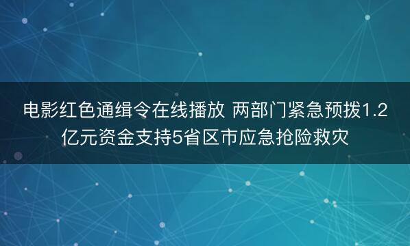 电影红色通缉令在线播放 两部门紧急预拨1.2亿元资金支持5省区市应急抢险救灾