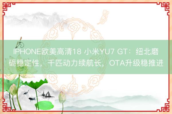 IPHONE欧美高清18 小米YU7 GT：纽北磨砺稳定性，千匹动力续航长，OTA升级稳推进