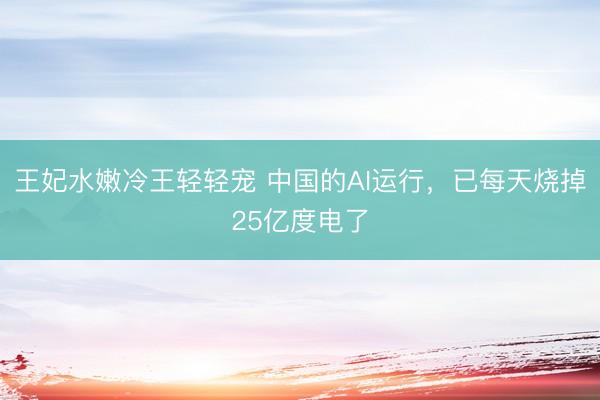 王妃水嫩冷王轻轻宠 中国的AI运行,已每天烧掉25亿度电了