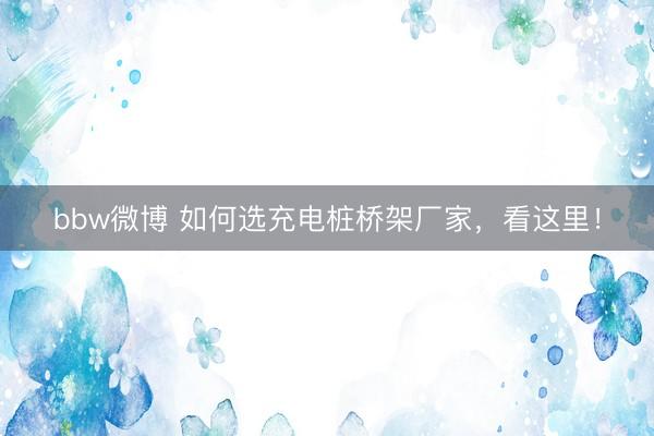bbw微博 如何选充电桩桥架厂家，看这里！