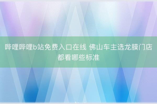 哔哩哔哩b站免费入口在线 佛山车主选龙膜门店都看哪些标准