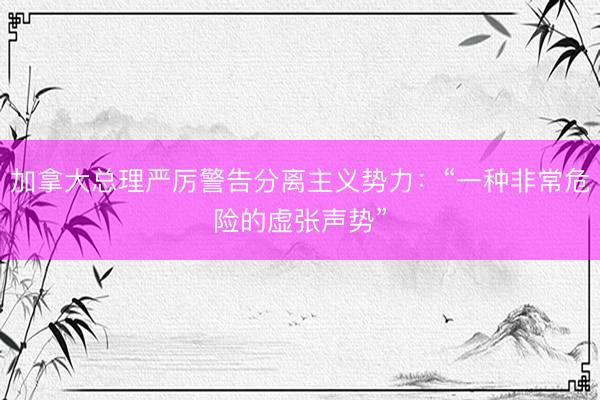 加拿大总理严厉警告分离主义势力：“一种非常危险的虚张声势”