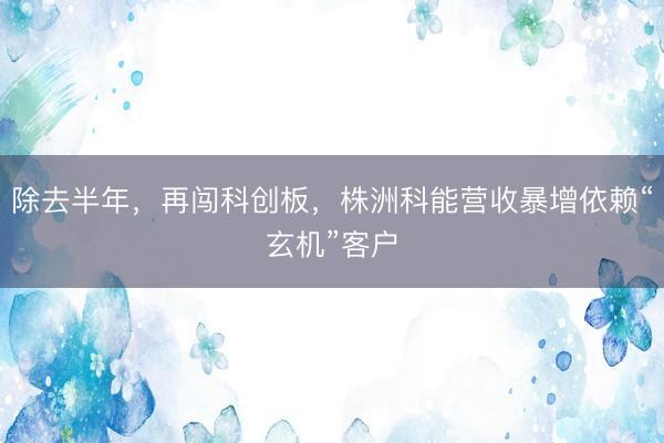 除去半年，再闯科创板，株洲科能营收暴增依赖“玄机”客户