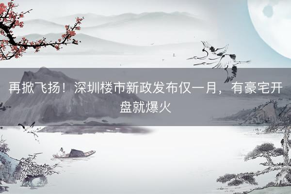 再掀飞扬！深圳楼市新政发布仅一月，有豪宅开盘就爆火