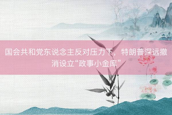 国会共和党东说念主反对压力下，特朗普深远撤消设立“政事小金库”