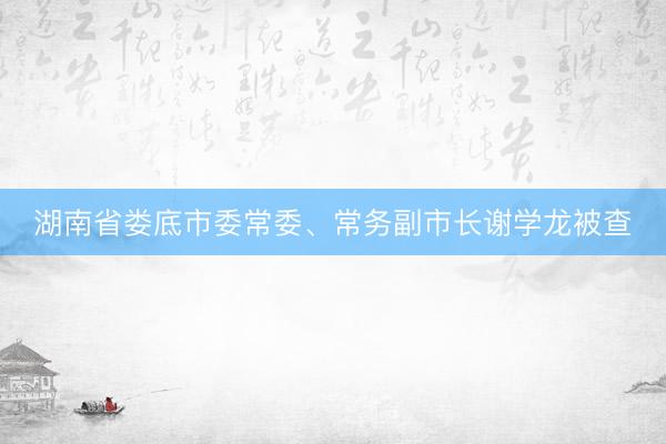 湖南省娄底市委常委、常务副市长谢学龙被查
