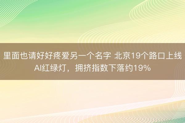 里面也请好好疼爱另一个名字 北京19个路口上线AI红绿灯，拥挤指数下落约19%