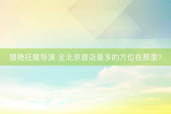 猎艳狂魔导演 全北京首店最多的方位在那里？