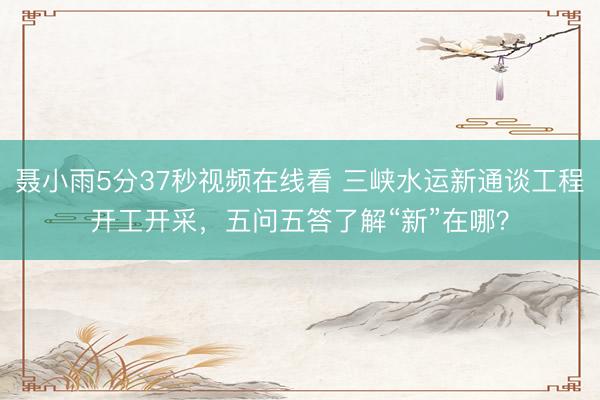 聂小雨5分37秒视频在线看 三峡水运新通谈工程开工开采，五问五答了解“新”在哪？