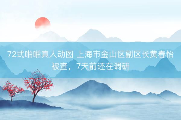 72式啪啪真人动图 上海市金山区副区长黄春怡被查，7天前还在调研