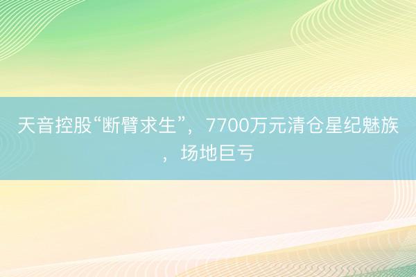天音控股“断臂求生”，7700万元清仓星纪魅族，场地巨亏