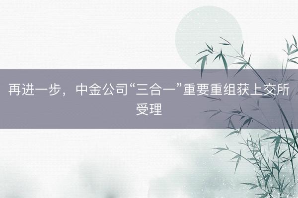 再进一步，中金公司“三合一”重要重组获上交所受理