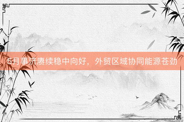 5月事济赓续稳中向好，外贸区域协同能源苍劲